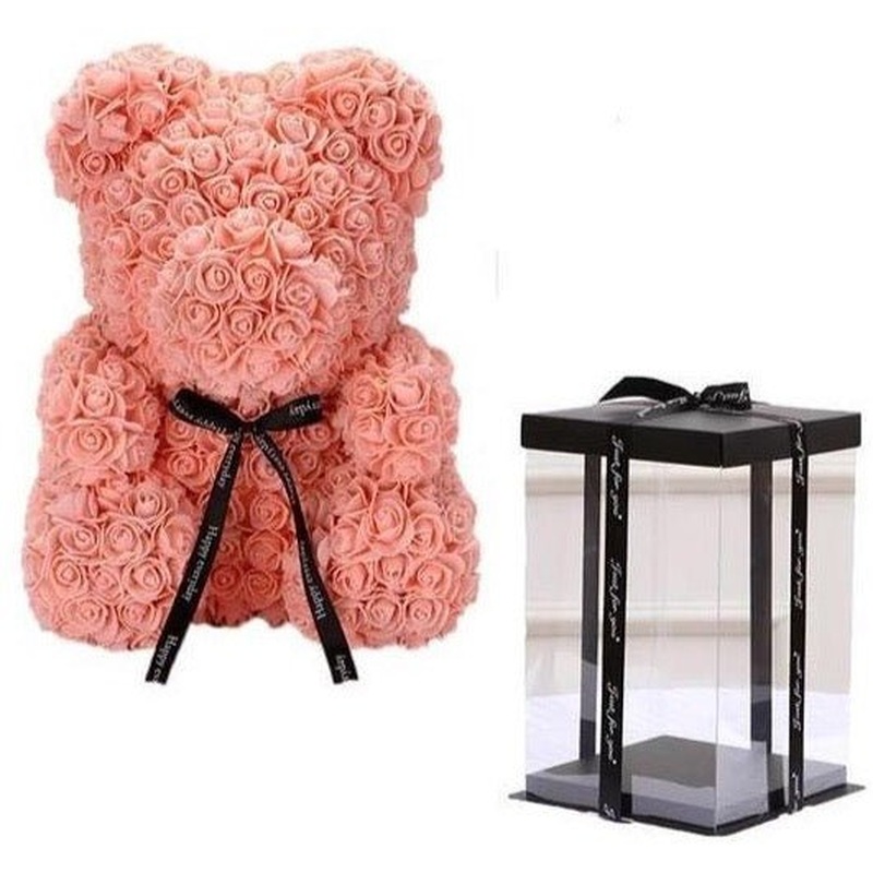 Luxury Peach Rose Teddy Bear
