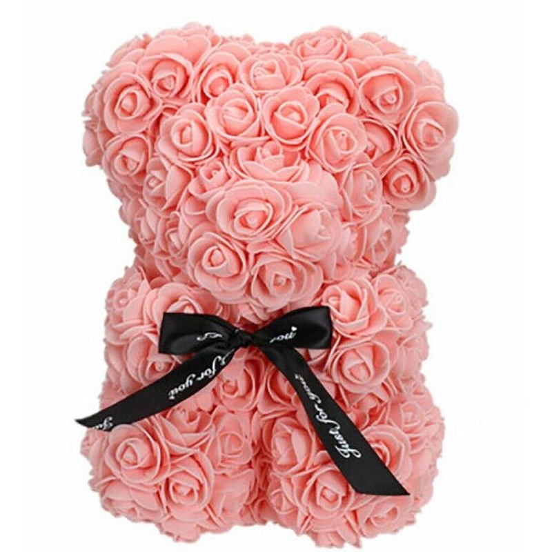 Mini Luxury Peach Pink Rose Teddy Bear