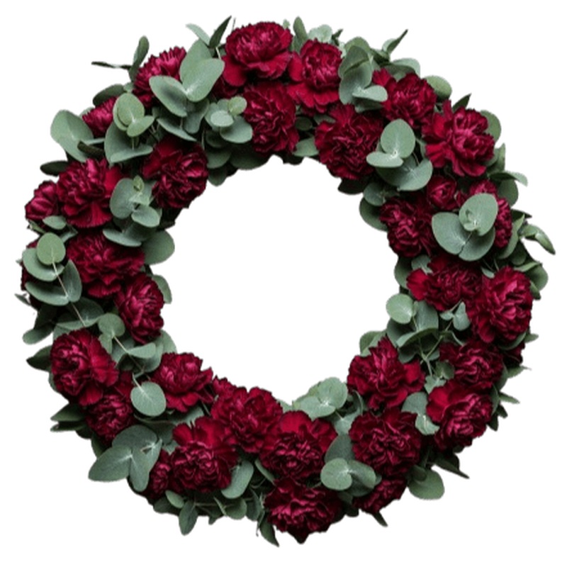 Carnations with Eucalyptus Wreath