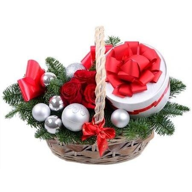 Red and Silver Christmas Basket