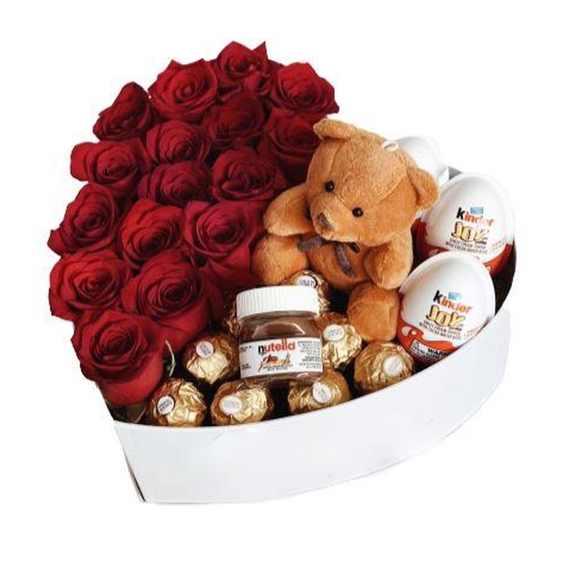 Roses Chocolate and Teddy Box