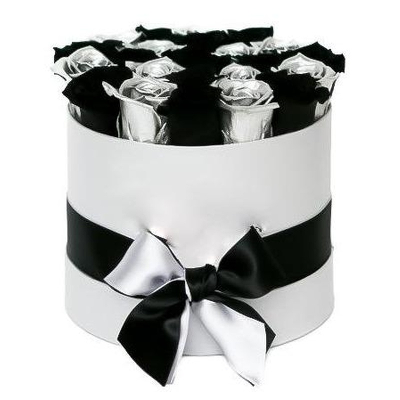 Black and Silver Roses Hat Box
