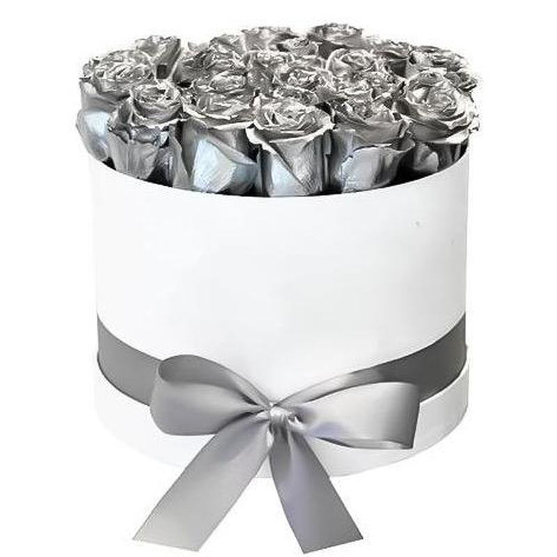 Luxury Silver Roses Hat Box