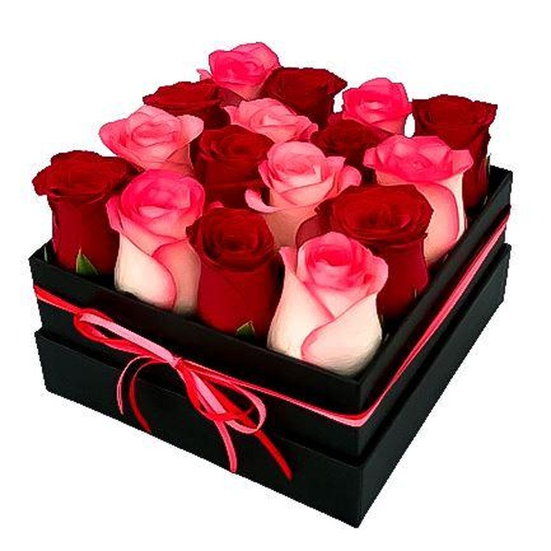 Red & Blush Roses Box