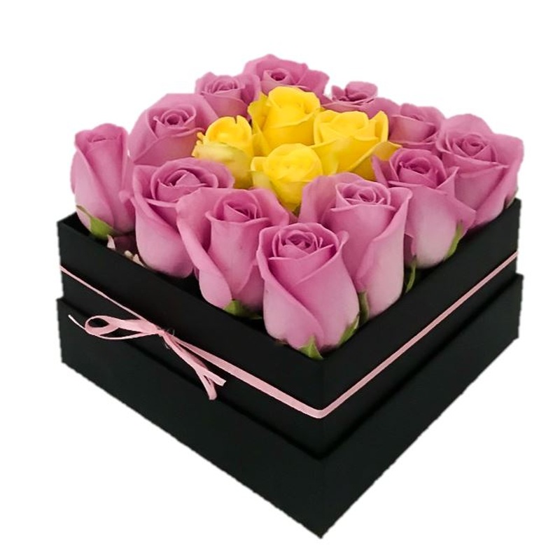Pink & Yellow Roses Box