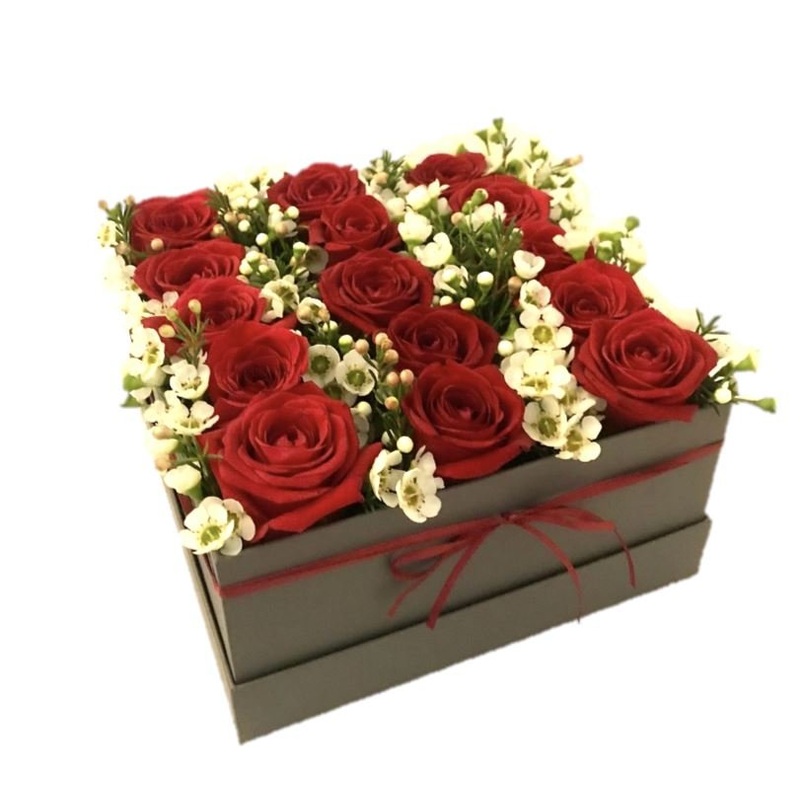 Roses with Wax Flowers Elegant  Box