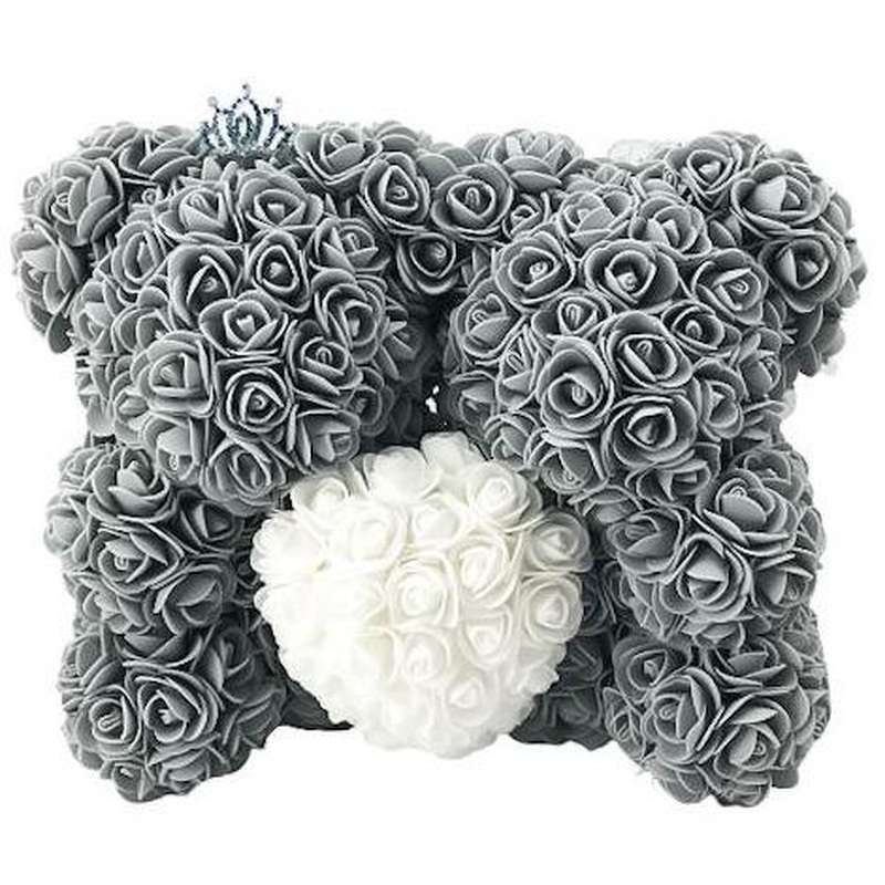 Twin Luxury Grey Rose Teddy Bear