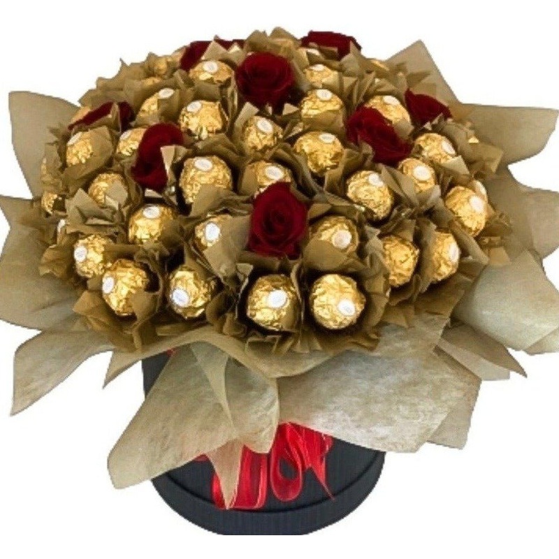 Box of Chocolate with Red Roses