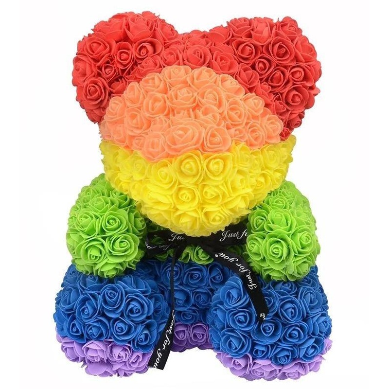 Luxury Rainbow Rose Teddy Bear