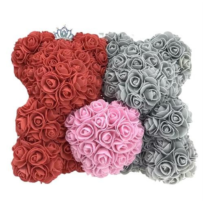 Twin Luxury Red and Grey Rose Teddy Bear