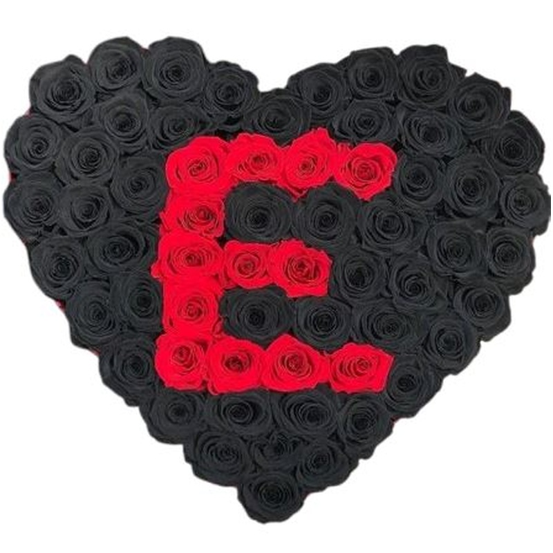 Red Roses and Black Roses Initial Flower Box