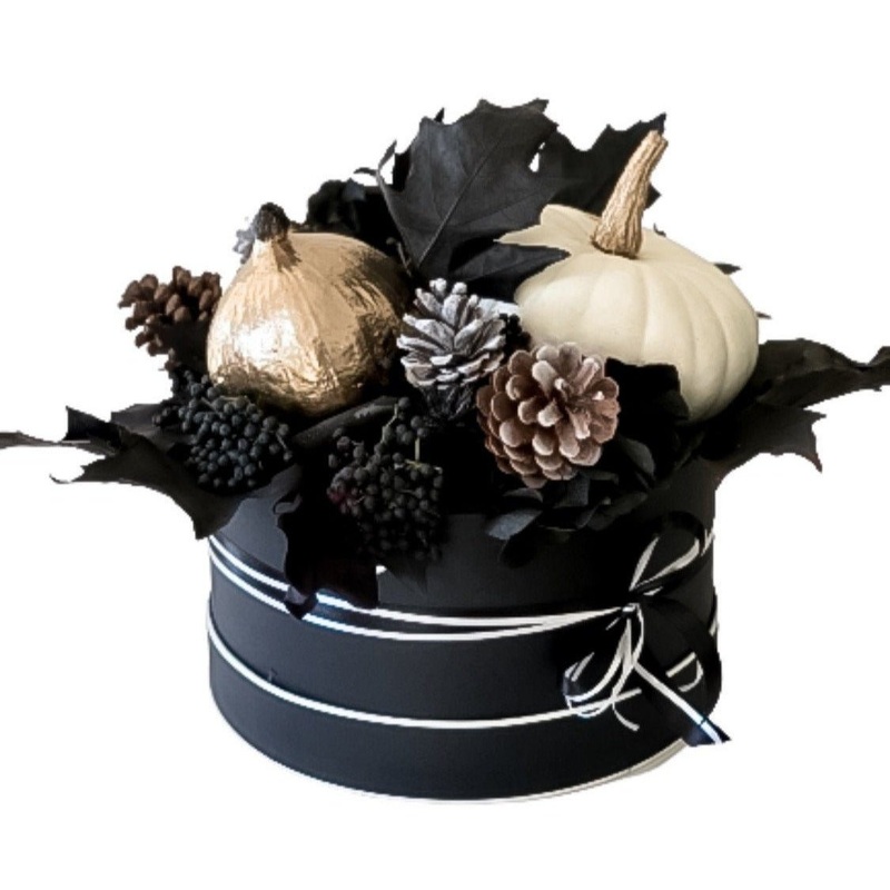 Black Pumpkin Box Arrangement