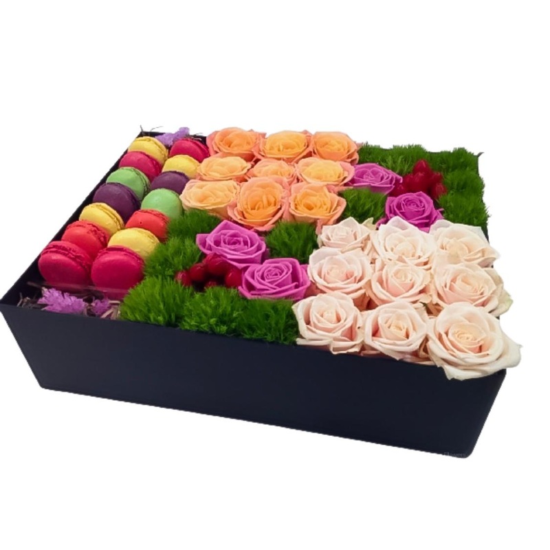 Colorful Roses with Macaroons