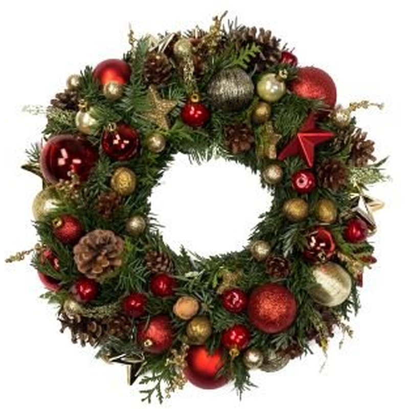 Red with Gold Christmas Wreath