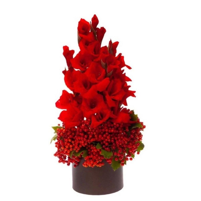 Gladiolus and Berry Festive Tree Arrangement Box