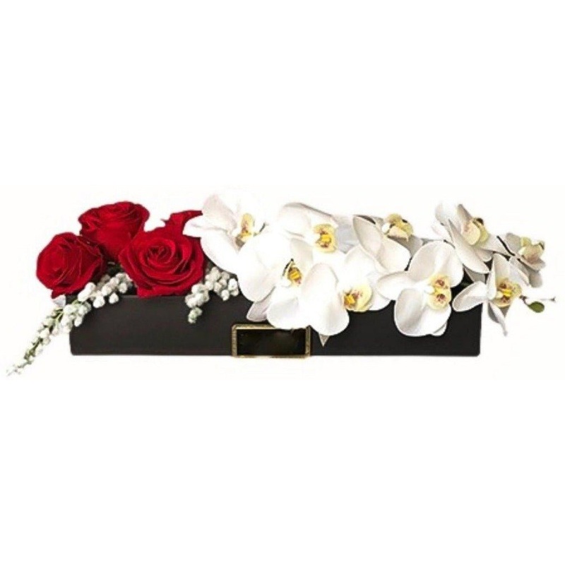Roses with Phalaenopsis Orchids Luxury Box