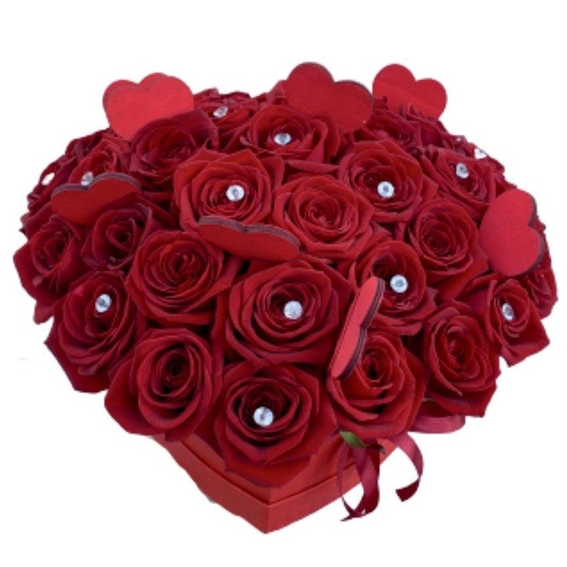 Red Roses with Diamonds Box