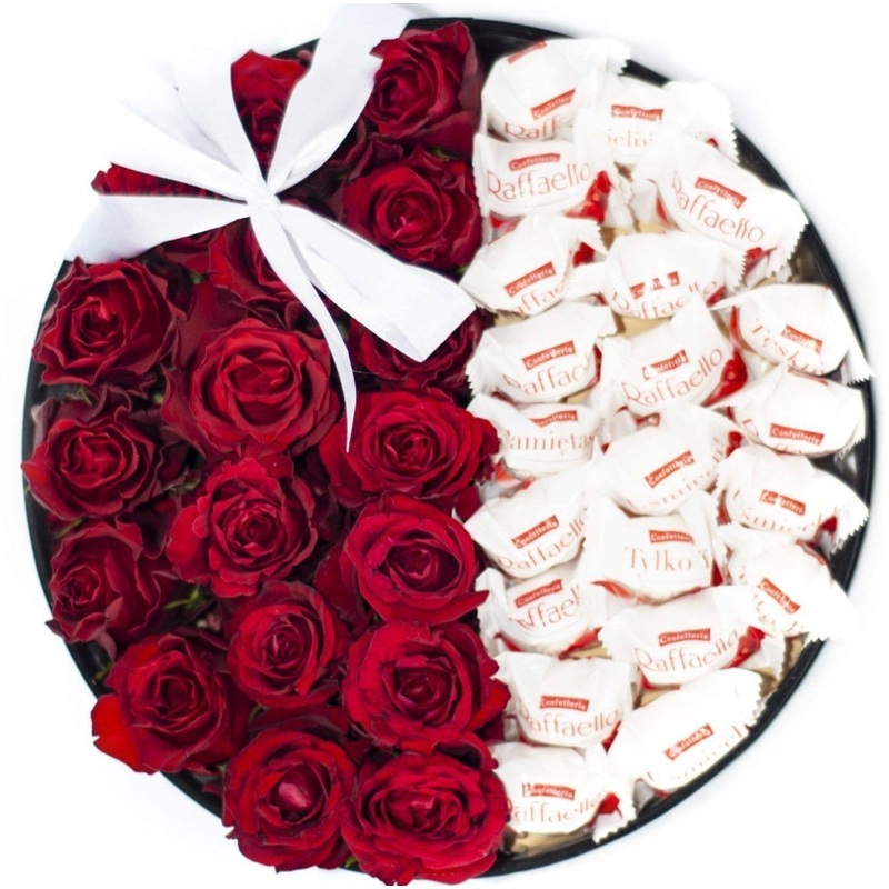 Roses with Chocolates Hat Box