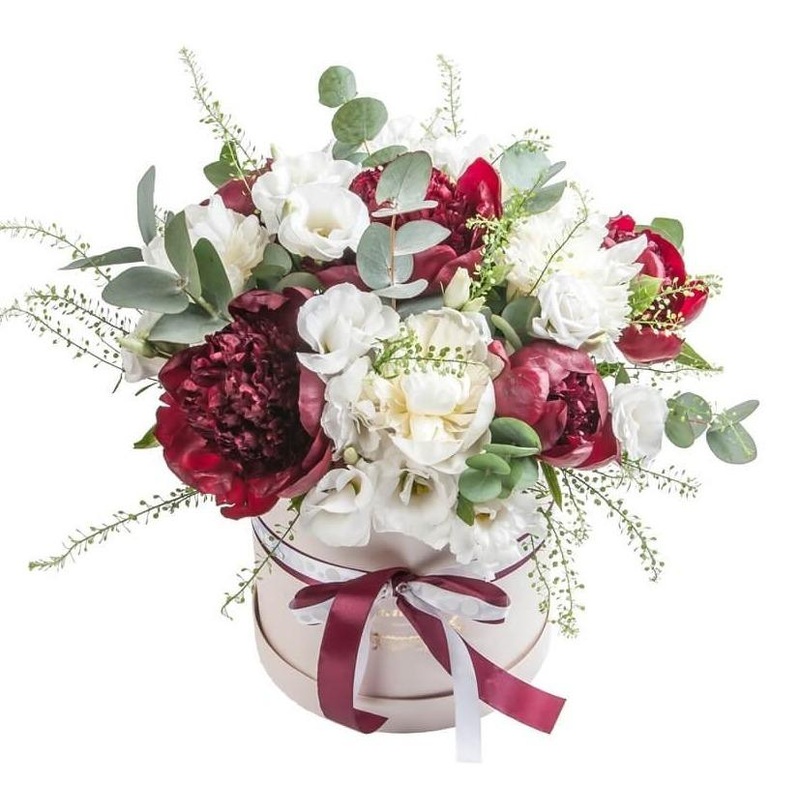 Red and White Peonies Box