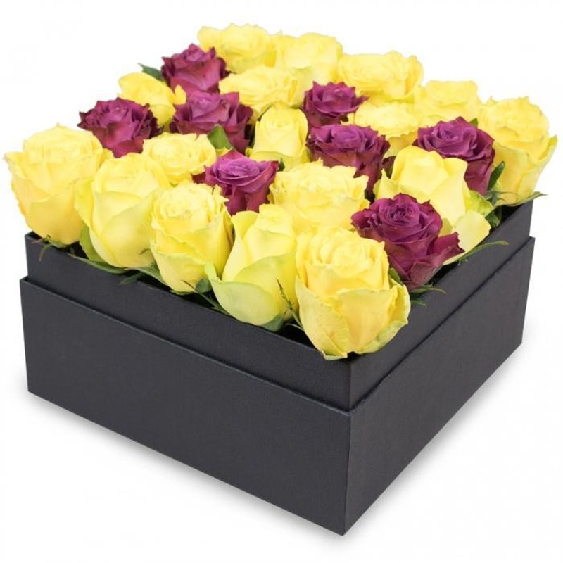 Yellow and Purple Roses Box