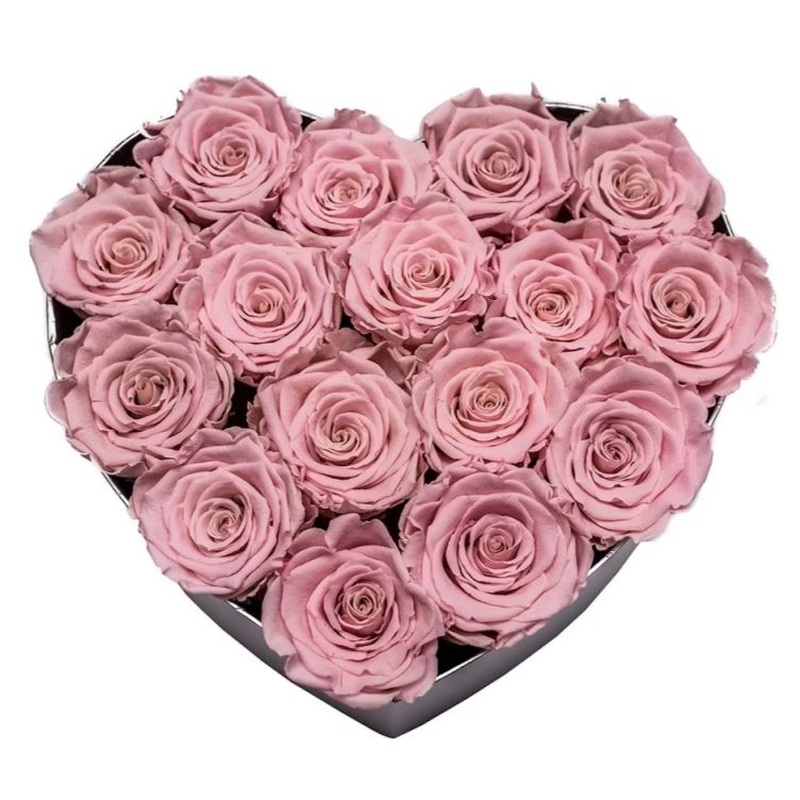 Infinity Roses Luxury Heart Box -  Rose Head  7cm