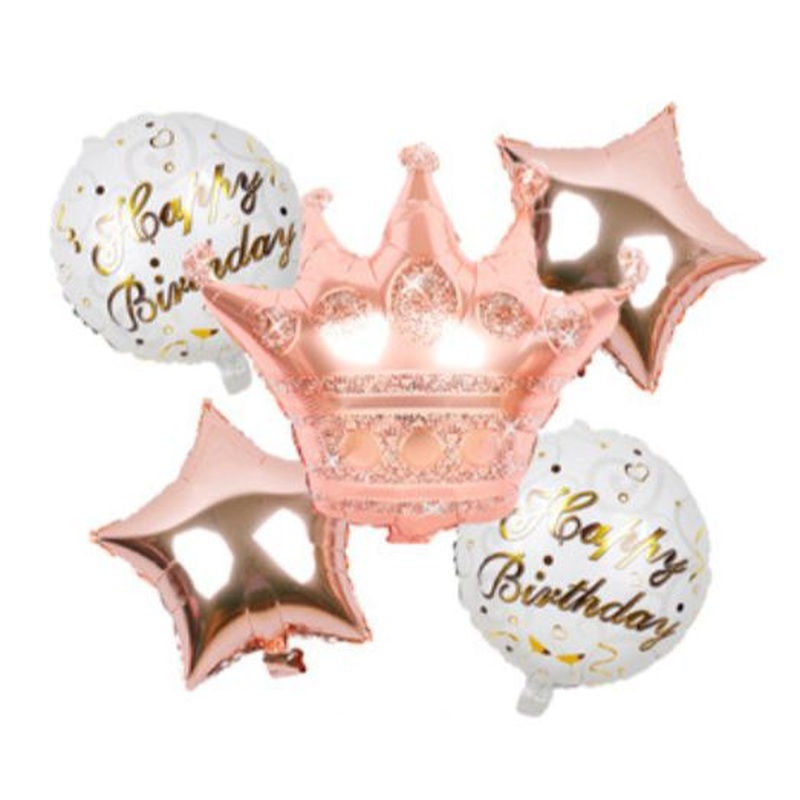 Rose Gold Foil Helium Balloons Bouquet with Crown