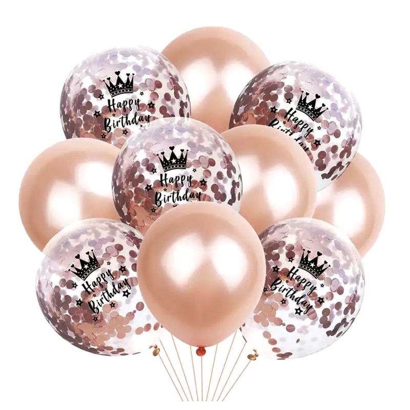 Rose Gold Happy Birthday Balloons Bouquet