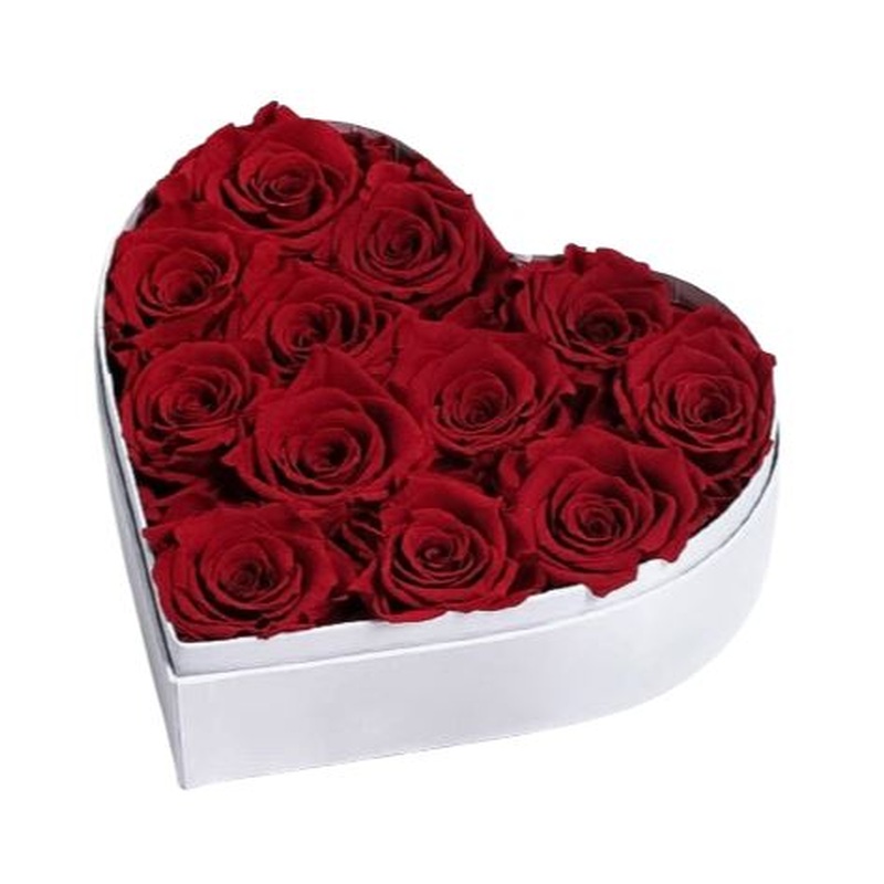 Infinity Roses Lux Heart Box -  Rose Head  7cm