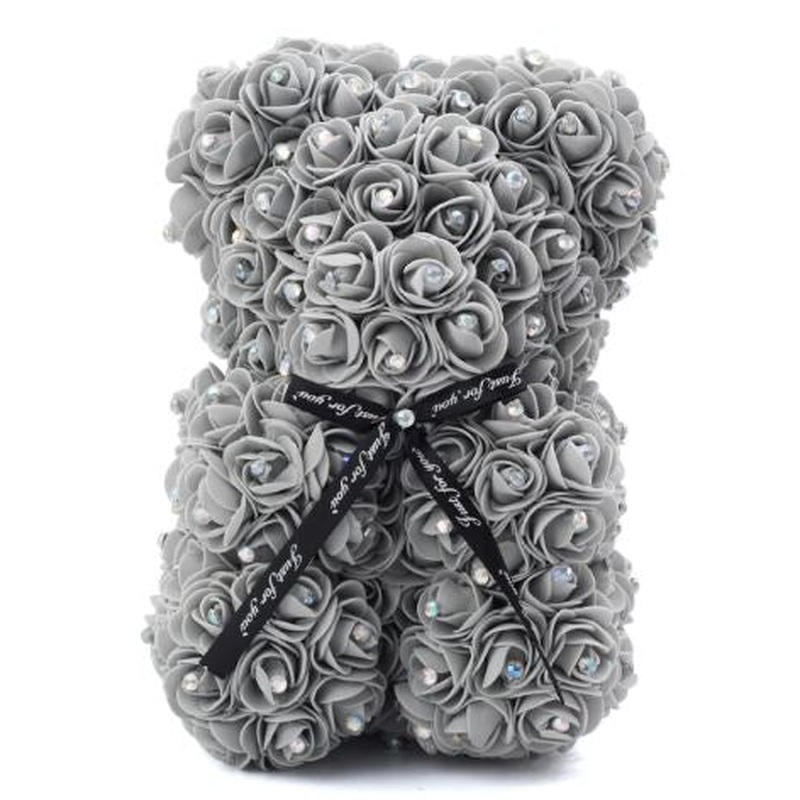 Mini Luxury Gray with Diamonds Rose Teddy Bear