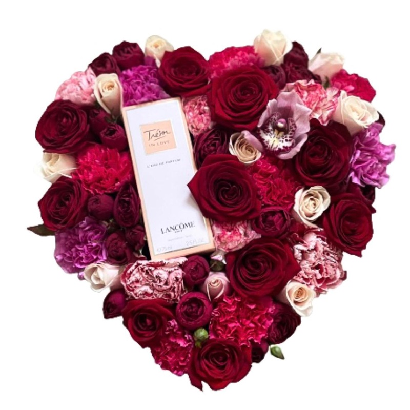Perfume in Flowers Heart Box