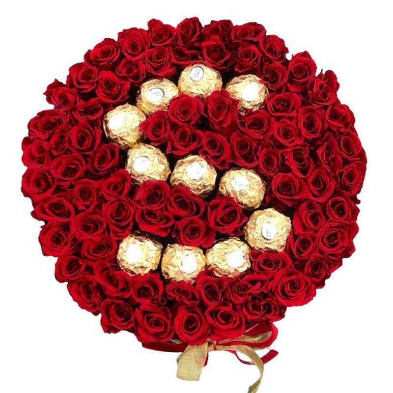 Infinity Roses Chocolate Initial Box - Rose Head  2cm