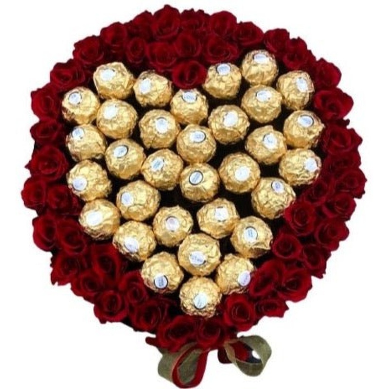 Preserve Roses with Chocolate Heart Box - Rose Head  2cm