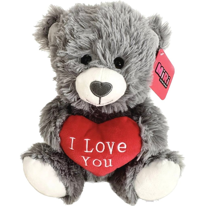Gray Teddy Bear with Heart I Love You 30cm