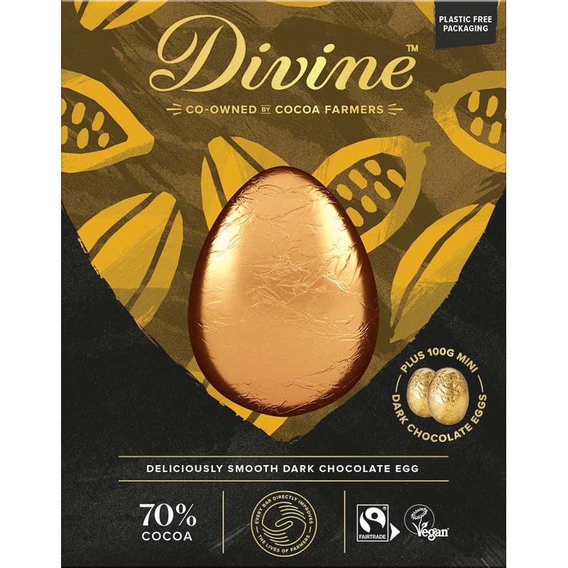 Divine Luxury 70% Dark Chocolate Easter Egg with Dark Mini Easter Eggs