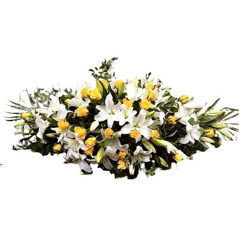 Lily and Roses Casket Cover