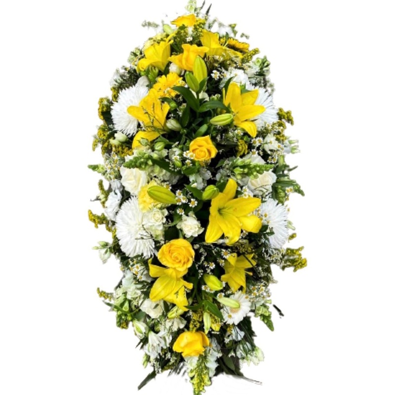 White and Yellow Casket Cover