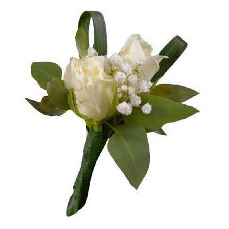White Spray Roses and Gypsophila Buttonhole