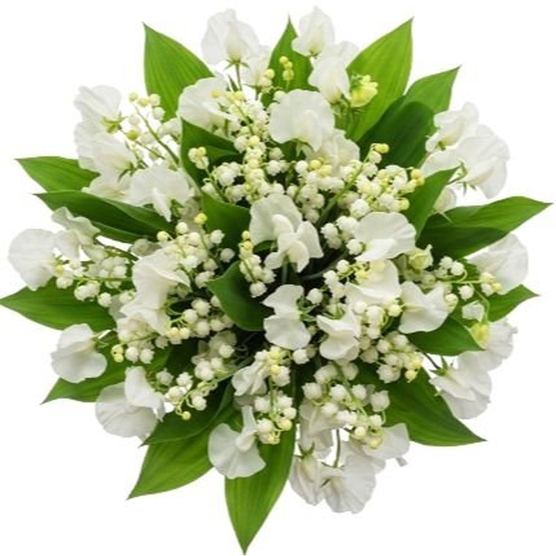 White Sweet Pea and Lily of Valley Bouquet