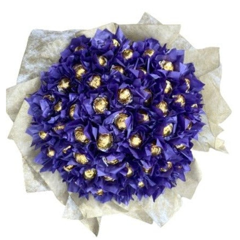 Cute Purple Wrapper Chocolate Bouquet