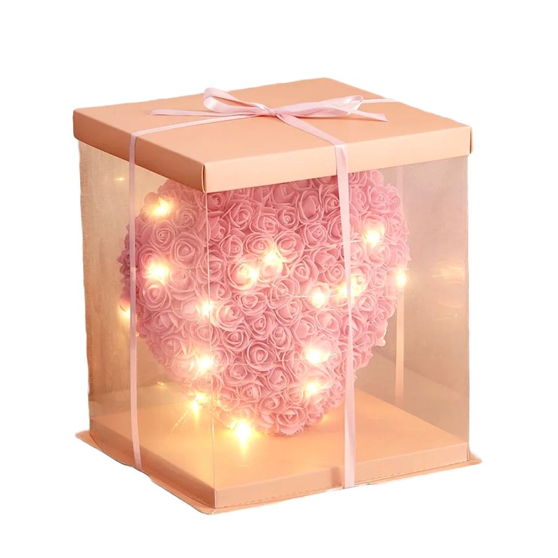 Handmade LED Pink Rose Heart Shape