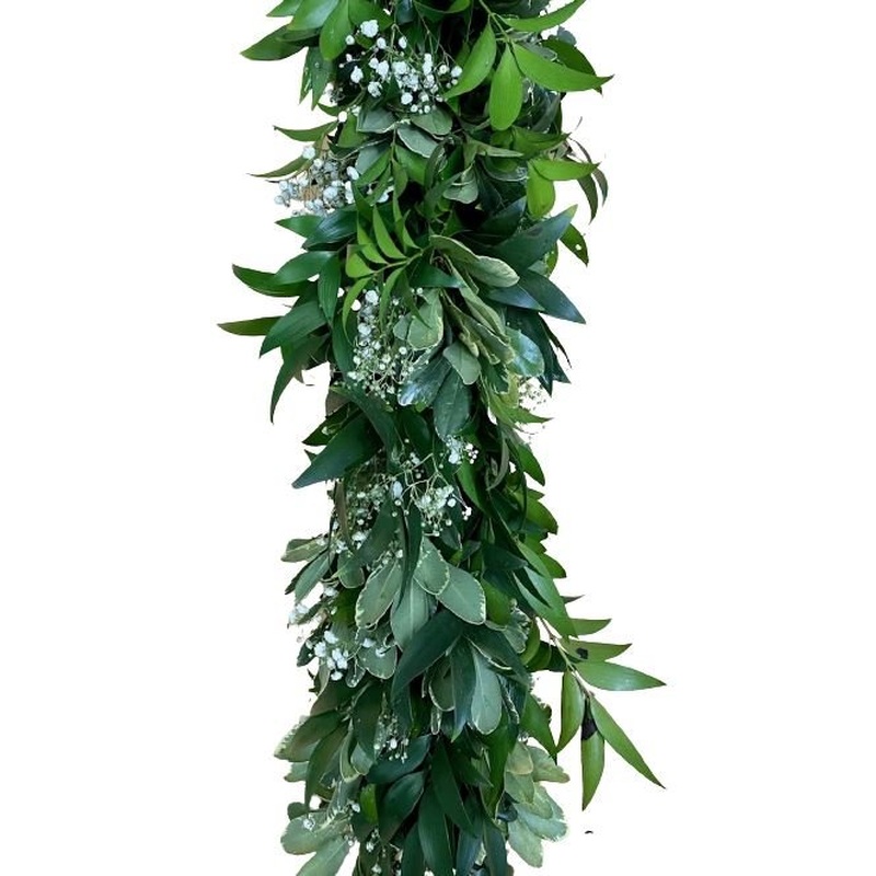 Foliage Natural Garland with Gypsophila