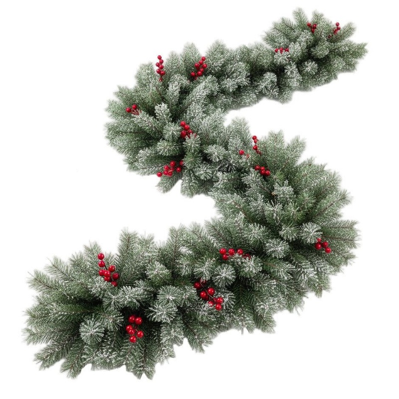 Fresh Spruce Christmas Garland with Artificial Snow