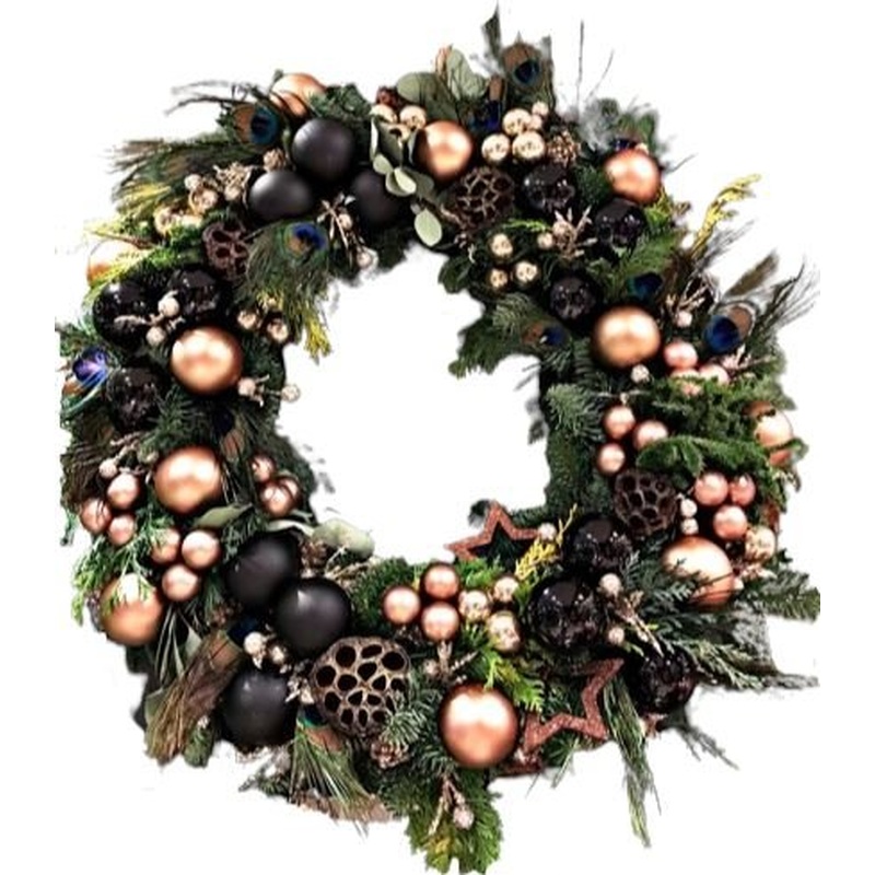 Gold Baubles Festive Christmas Wreath
