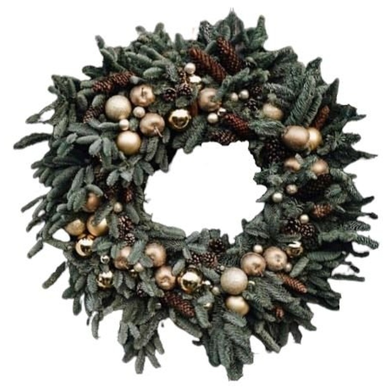 Gold Baubles Xmas Wreath