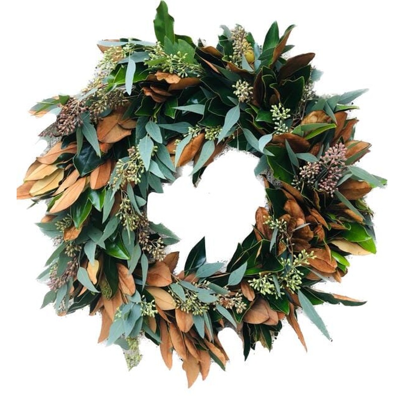Natural Populus Berry and Magnolia Leaves Wreath