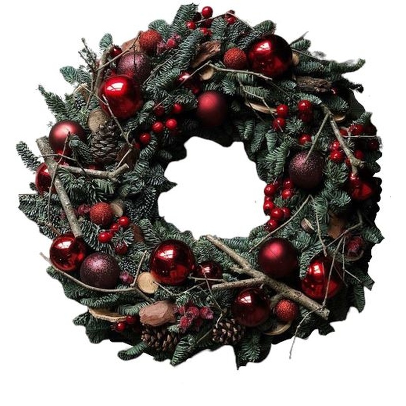 Burgundy Baubles Festive Wreath