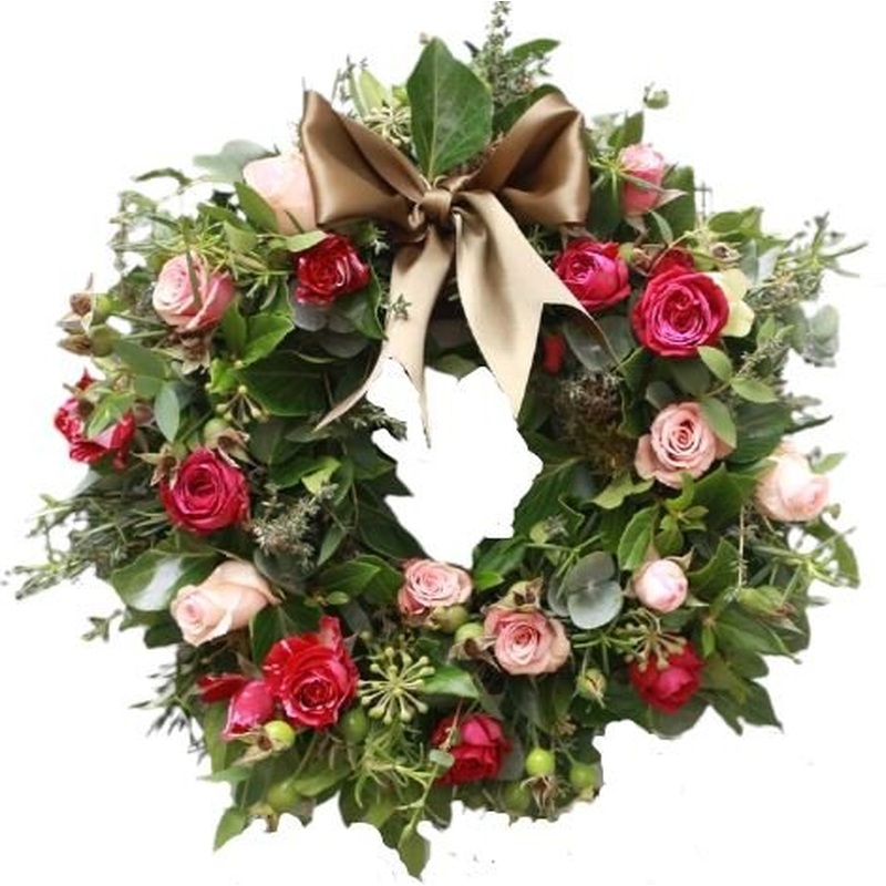 Pink Roses Door Wreath