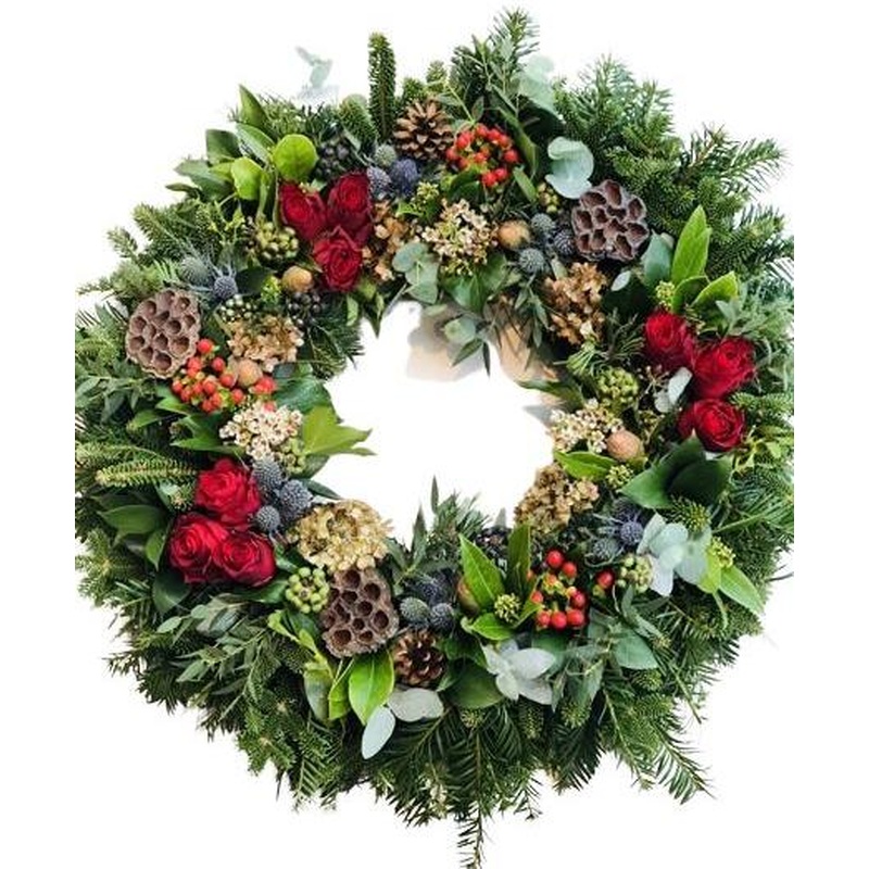 Red Roses and Berry Wild Wreath