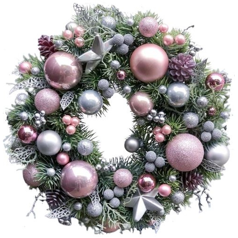 Snowing Pink Christmas Wreath