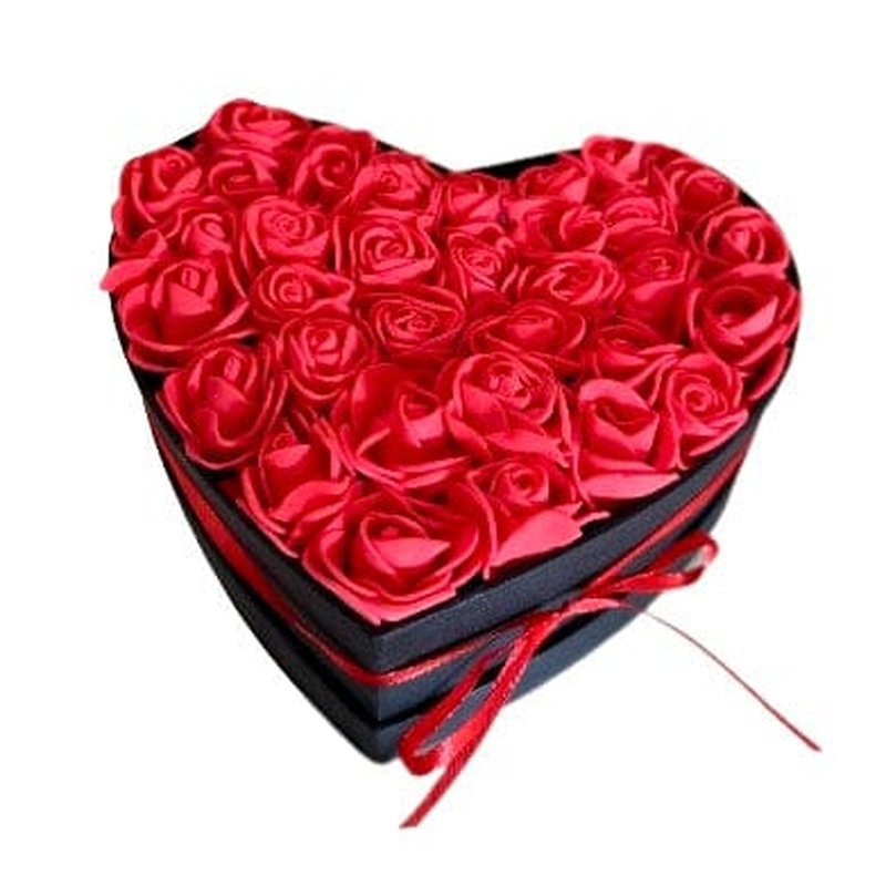 Foam Rose Large Heart Box